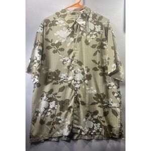 Geoffrey Beene Hawaiian Shirt Floral Earthtones‎ Size L